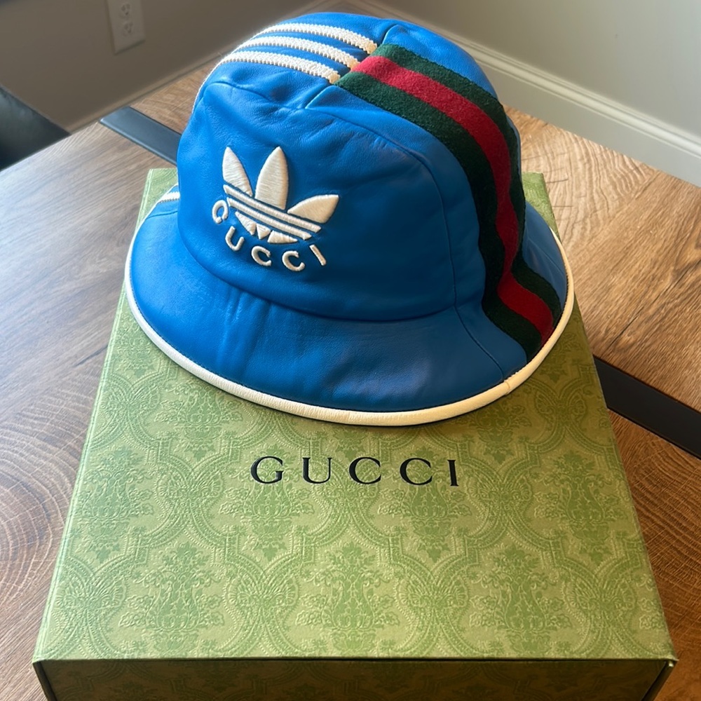 ADIDAS X GUCCI LEATHER FEDORA HAT  SIZE XL